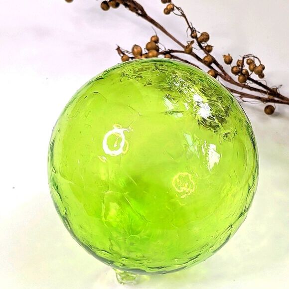 Crate&Barrel Lime Green Blown Glass Ball Ornament - Picture 2 of 6